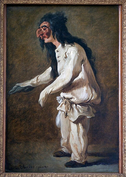 Polichinella (Pulcinella). Painting by Carle Van Loo (1705-1765), Oil On Canvas, 1730