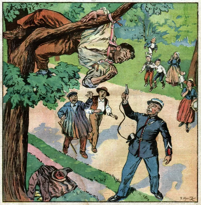 Framed Print : A polish worker try to commit suicide, 1923 (print)
