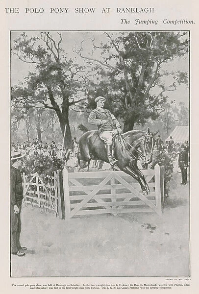 The polo pony show at Ranelagh, the jumping competition (litho)