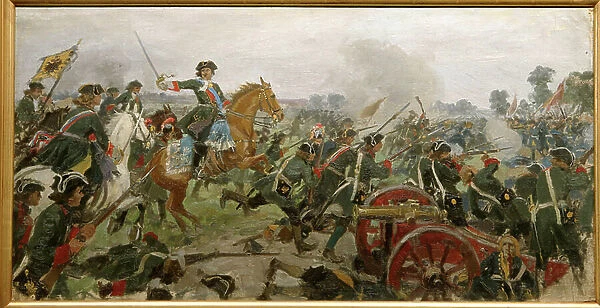 Poltava Battle in 1709 (oil on canvas)