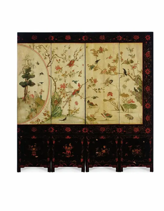 Framed Print : A Polychrome-lacquer eight-panel screen (right panels) Framed Print : A Polychrome-lacquer eight-panel screen (right panels)