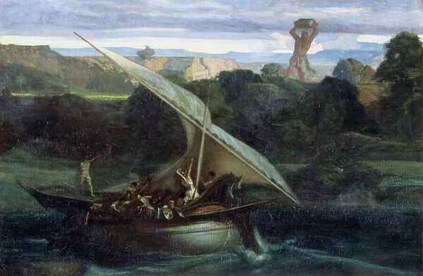 Polyphemus attacking sailors in their boat, 1855 (oil on canvas)