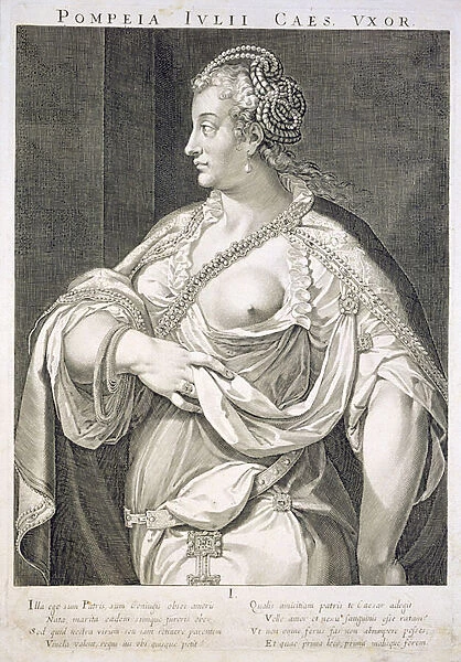 Pompeia (d. AD 122) wife of Julius Caesar (engraving)