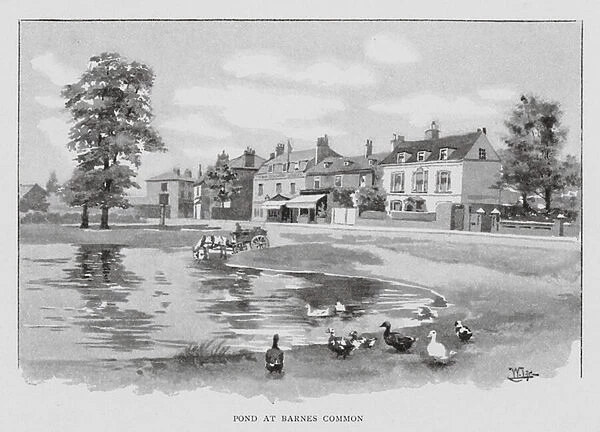 Pond at Barnes Common (litho)