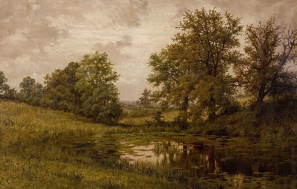 Pond near Whittems Farm, near Coundon, late 19th-early 20th century (oil on canvas)