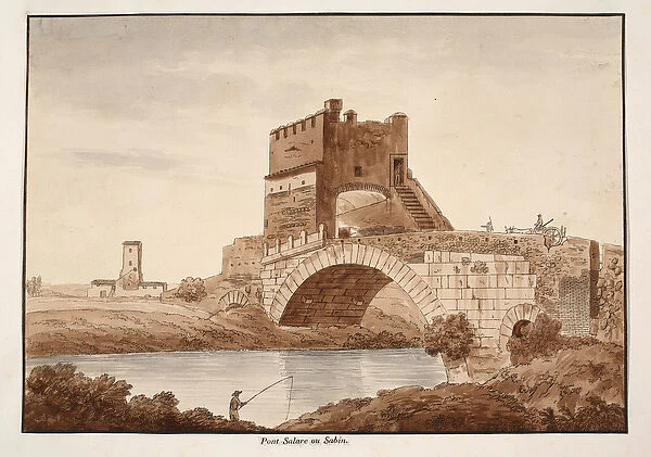 Ponte Salario, or Sabine, 1833 (etching with brown wash)