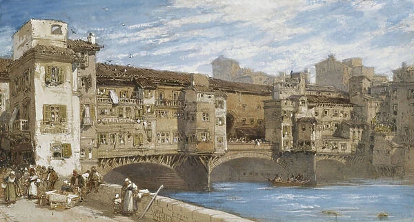 The Ponte Vecchio, Florence, 1877 (pencil, watercolour and bodycolour)
