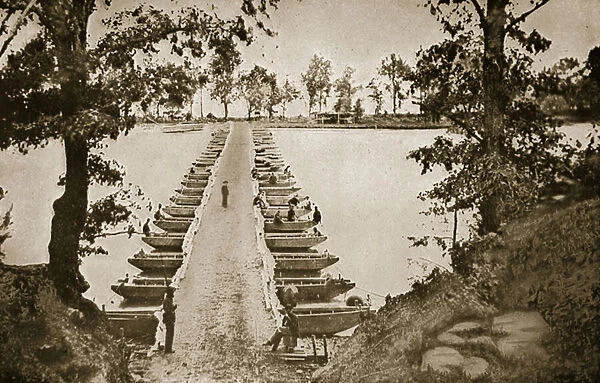 Pontoon Bridge at Deep Bottom on the James, 1861-65 (b  /  w photo)