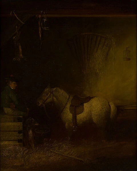 Pony in a Stable Interior (oil on canvas)