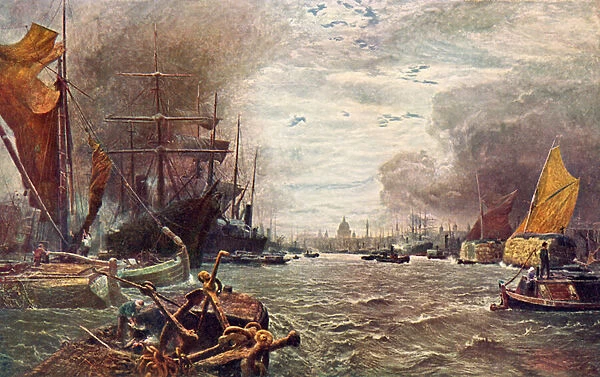 The Pool of London - from painting by Vicat Cole
