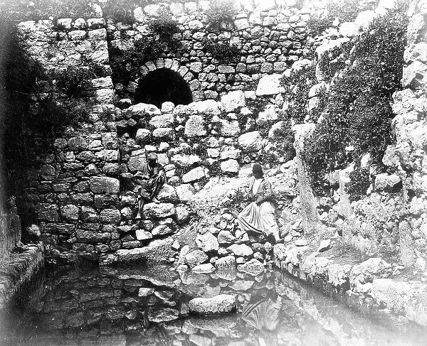 Pool of Siloam, Jerusalem, 1857 (b  /  w photo)