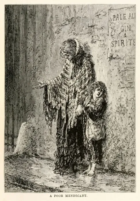 Framed Print : A poor mendicant, from Around the World in Eighty Days