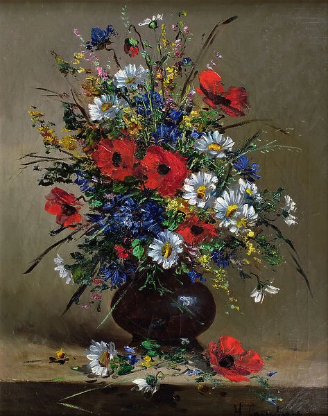 Poppies and Daisies (oil on canvas)