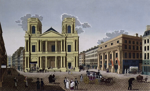 The Porch of the Church of Saint Eustache, c. 1815-20 (colour engraving)