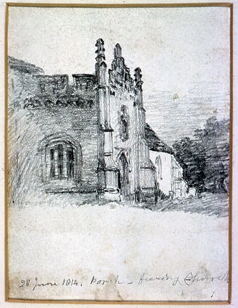 Porch of Feering Church, 28th June, 1814 (pencil on paper)