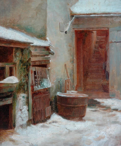 The Porch (oil on wooden panel)