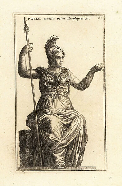 Porphyry statue of the goddess Roma triumphans. 1779 (engraving)