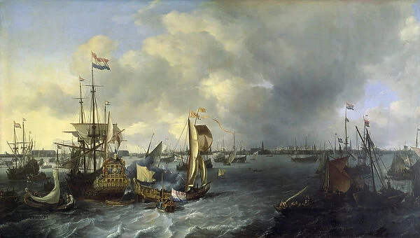 The Port of Amsterdam, view of the Ij, 1666 (oil on canvas)