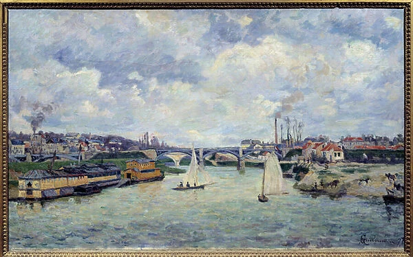 The port of Charenton. View of the town of Charenton-le-Pont (commune of Val-de-Marne)