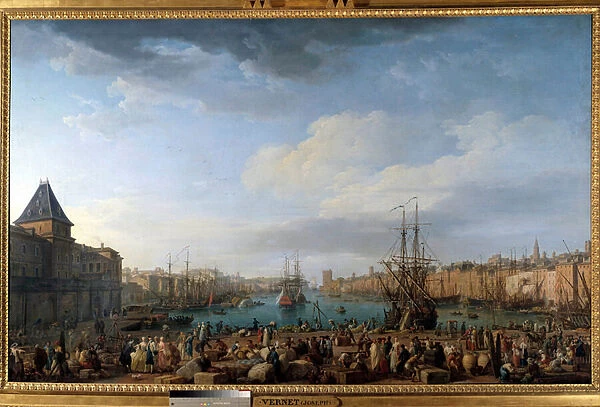 The port of Marseille in the 18th century Painting by Joseph Vernet (1714-1789