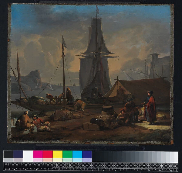 A Port Scene, before 1674 (oil on canvas laid down on panel)