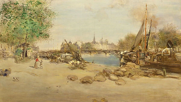 The Port St. Nicolas in Paris (oil on canvas)