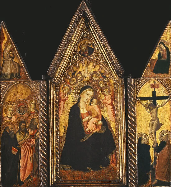 A Portable Triptych with the Madonna and Child Enthroned with Angels