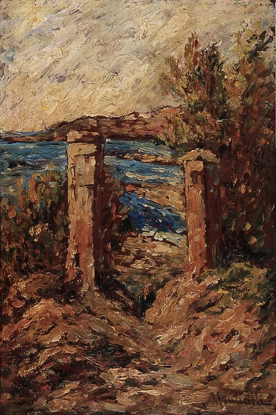 Portal of Cassis, Landscape at the Seaside Painting by Adolphe Monticelli (1824-1886) Dim 45x30 cm Musee Grobet-Labadie