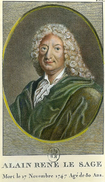 Portrait of Alain Rene Lesage (Alain-Rene Le Sage) (1668-1747) French writer