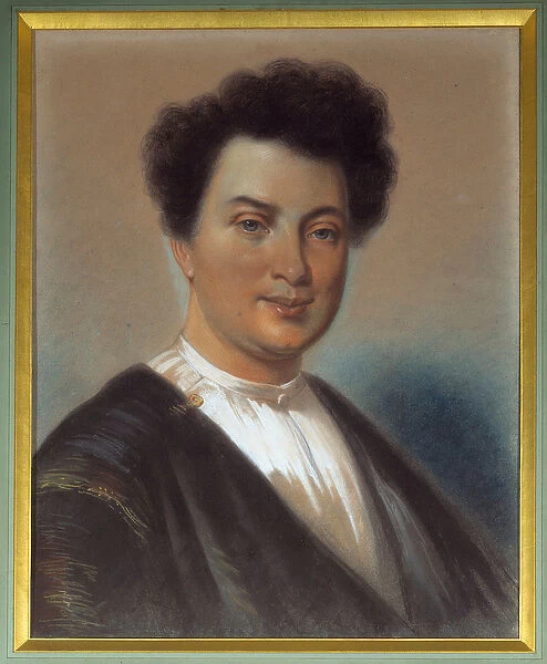Portrait of Alexandre Dumas Pere (1802-1870) Pastel painting by Eugene Giraud (1806-1881