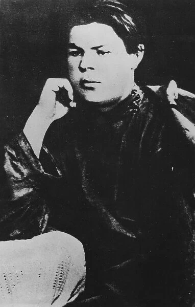 Portrait of Alexei Maximovich Peshkov, known as Maxim Gorky, 1887 (b  /  w photo)