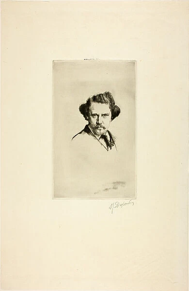 Portrait of Alfred Cadart, 1875 (drypoint, with plate tone, on tan laid paper)