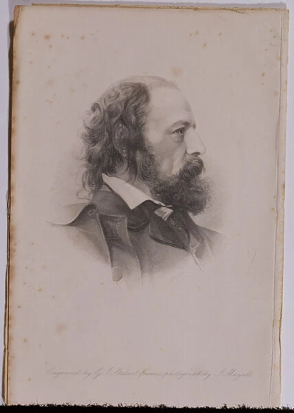 Portrait of Alfred, Lord Tennyson (1809-92) engraved by G. J