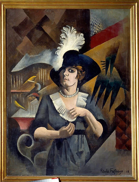 Portrait of Alice in the big hat. Painting by Roger De La Fresnaye (1885 - 1925), 1912