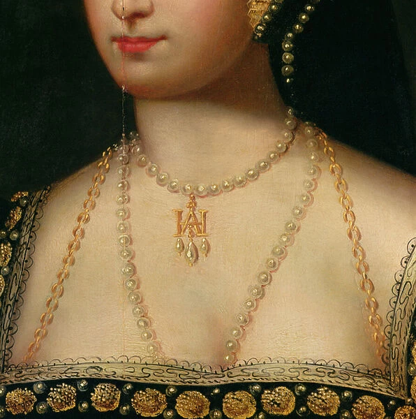 Detail from a portrait of Anne Boleyn (1504-36) c. 1533 (oil on canvas)
