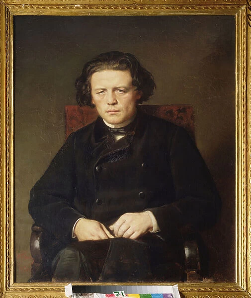 Portrait de Anton Rubinstein (1829-1894). Peinture de Vasili (Vassili) Grigoryevich Perov (1834-1882), huile sur toile, 1870. Art russe 19e siecle. State Central M. Glinka Museum of Music, Moscou