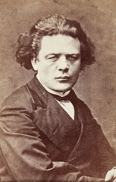Portrait of Anton Rubinstein, 1860s (b / w photo)