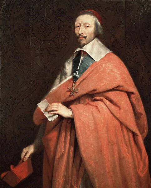 Portrait of Armand Jean du Plessis, Cardinal de Richelieu (oil on canvas, 17th century)