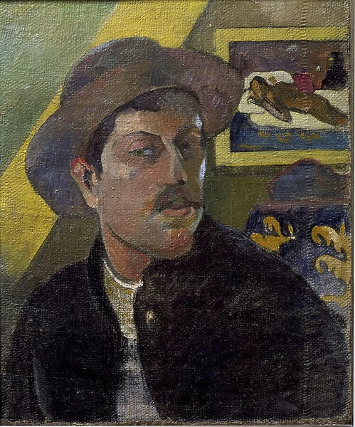 Portrait of the artist with hat - Oil on canvas, 1893-1894