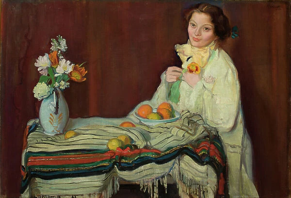 Portrait of the Artist's Wife at the Table, 1907 (oil on canvas)