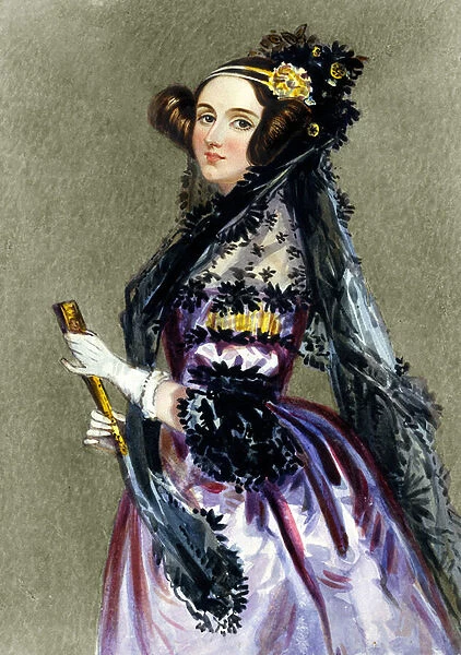 Portrait of Augusta Ada King (1815 - 1852), Countess of Lovelace (colour engraving)