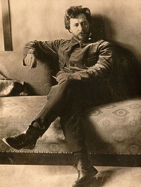 Portrait of the author Leonid Andreyev (b  /  w photo)