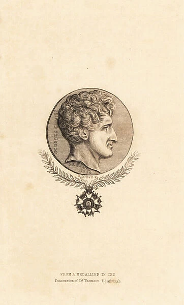 Portrait of Baron Georges Cuvier from a medallion. 1834 (engraving)