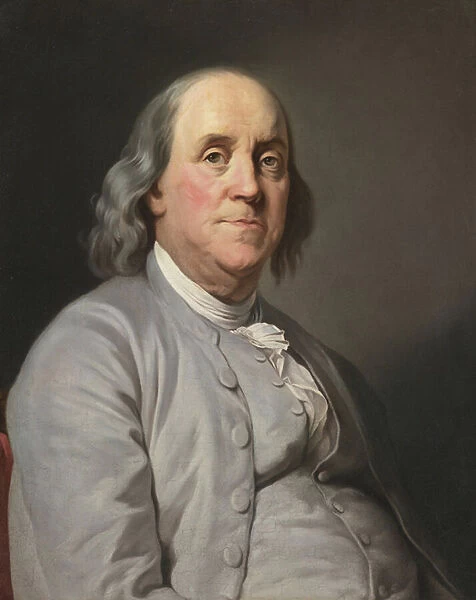 Portrait of Benjamin Franklin, by Duplessis, Joseph-Siffred (1725-1802)