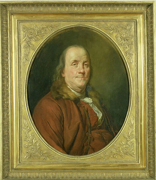 Portrait of Benjamin Franklin, after a portrait by Joseph Siffrede-Duplessis (1725-1802