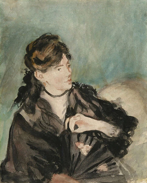 Portrait of Berthe Morisot, 1873-74 (w  /  c over traces of graphite