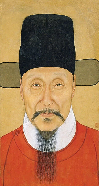 'Portrait of He Bin'Gouache et encre anonyme 16eme siecle Nanjing