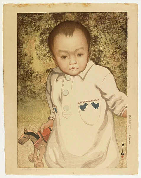 Portrait of a Boy, 1927 (colour woodblock print)