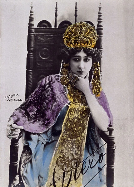 Portrait of Caroline (La Belle) Otero (1868-1965), postcard with autograph, 1901 (photo)