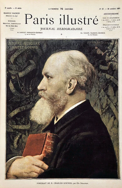 Portrait of Charles Gounod (With the score of Don Giovanni (Don Juan) by Mozart